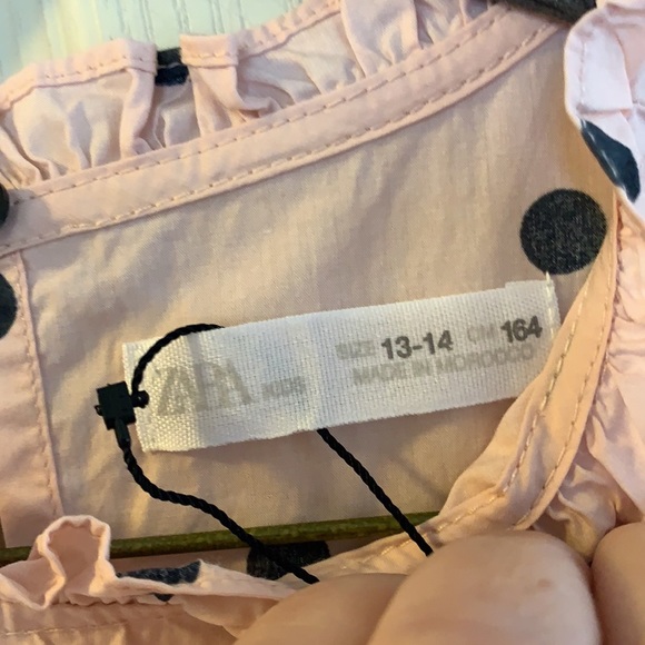 4/$25 Zara NWOT pink polka dot blouse - Picture 3 of 7